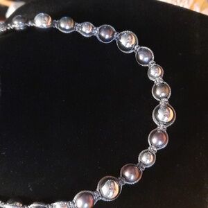 Honora Peacock Pearl And Silver Mesh Necklace.